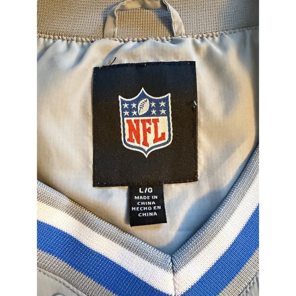 NFL Detroit Lions Windbreaker Pullover Mens L Gray Blue Logo Jacket - Picture 4 of 11